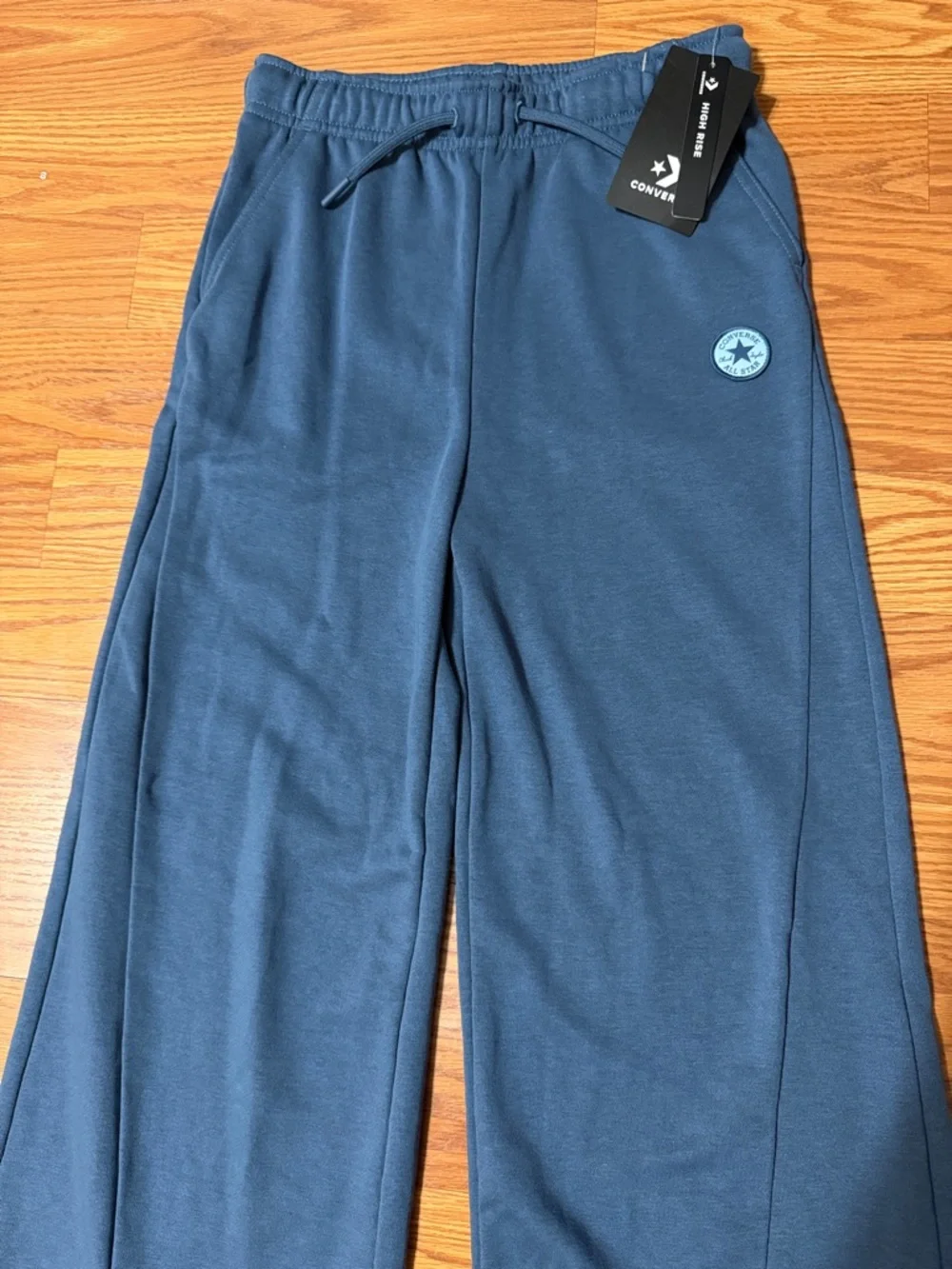 Converse Navy Wide Leg Sweatpants Large Light Blue Star Patch